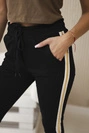 Cotton trousers with a gold stripe black