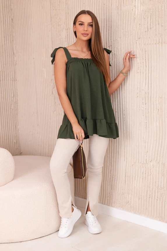 Bluse mit Schleifen khaki