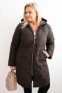 Dámska zimná bunda Plus Size prešívaná s kapucňou červená
