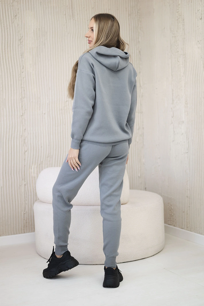 Komplet sweterkowy Bluza + Spodnie ciemny szary