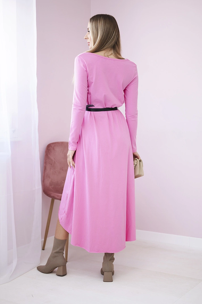 Šaty s ozdobným páskem a nápisem light pink