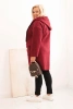 Damenmantel Plus Size aus Kunstfell mit Kapuze und Taschen bordeauxrot
