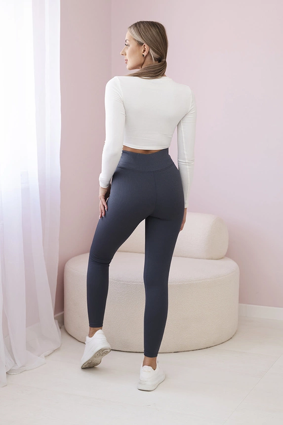 Gestreifte Leggings in Graphit