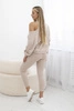 3-dílný set halenka + top + legíny světle béžová