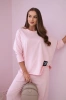 Cotton sweatshirt pants set powder pink