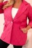 Women's Plus Size quilted jacket with collar and button pink