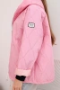 Women's spring quilted jacket with a hood and zipper light pink