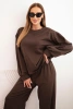 Damen Baumwollset mit weitem Bein und Langarmbluse braun