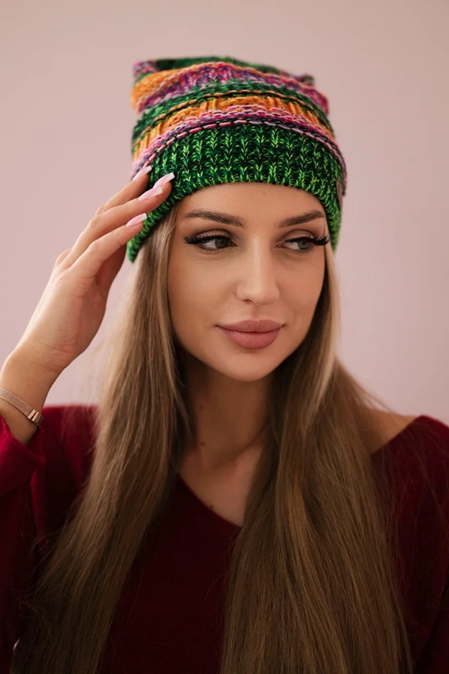 Fleecová čepice Patrycja K254 fialová+zelená neonová