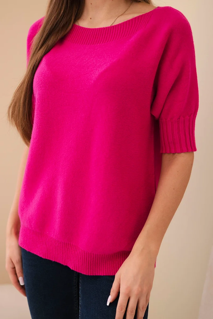 Damenpullover aus Viskose mit kurzen Ärmeln fuchsia