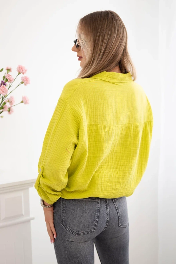 Koszula bawełniana muślinowa Plus Size kiwi