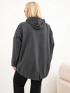 Damenpullover Plus Size aus Viskose mit Kapuze und Kängurutasche meliert graphit