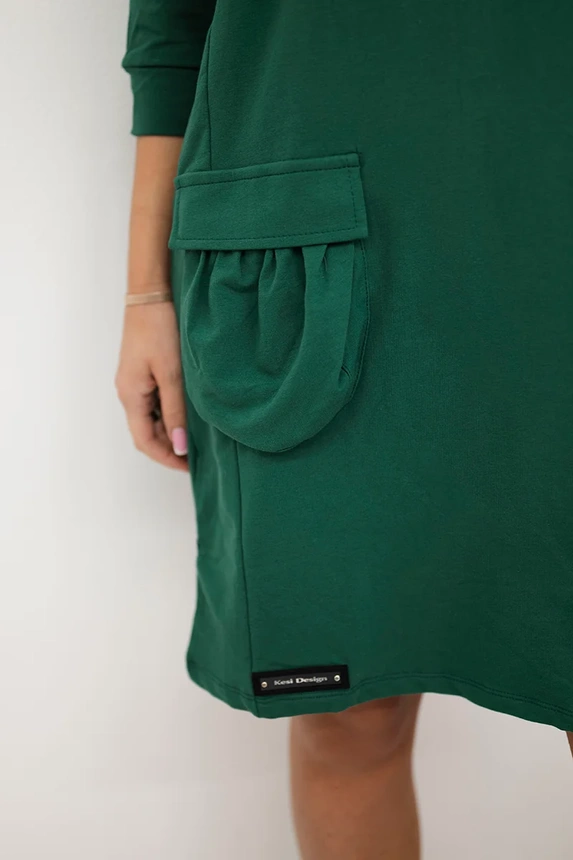 Hooded dress dark green