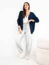 Damenpullover aus Alpaka ohne Verschluss und mit langen Ärmeln blau dunkel