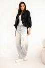 Women's cotton cover-up with ruching and tie fastening black