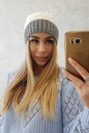 Bibiana fleecová čepice K264 tmavě šedá+bílá
