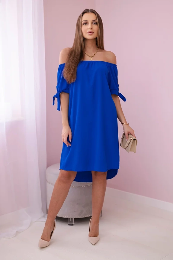 Kleid an den Ärmeln gebunden kornblumenblau