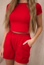 Cotton set with shorts red