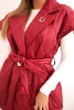 Women's quilted vest with a belt and wide collar burgundy