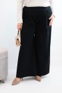 Dámské kalhoty Plus Size s širokými nohavicemi a skládaním černé