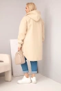 Women's plus-size hooded coat with button fastening dark beige