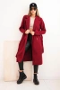 Women's suede coat tied at the waist burgundy