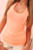 Women's sleeveless cotton blouse with a round neckline salmon