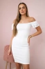 Ribbed dress with frills white