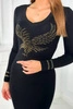 Knitted dress with an eagle motif black