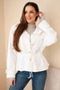 Women's zip-up butter-colored sweatshirt with a drawstring and pockets ecru