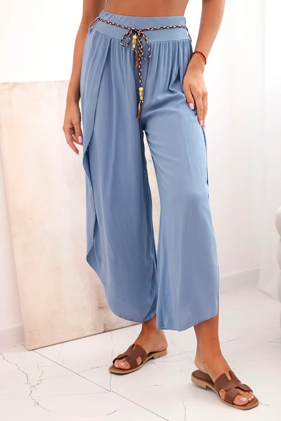 Women's viscose trousers with leg slit denim
