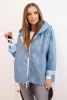 Women's quilted jacket with a hood light denim