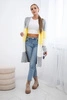 Grau+gelb gestreifter Cardigan-Pullover