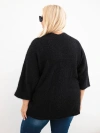 Dámsky sveter Plus Size s vreckami bez zapínania čierny
