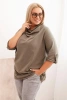 Moteriška Plus Size marškinėliai su medvilne laisvo kirpimo vandens iškirpte khaki