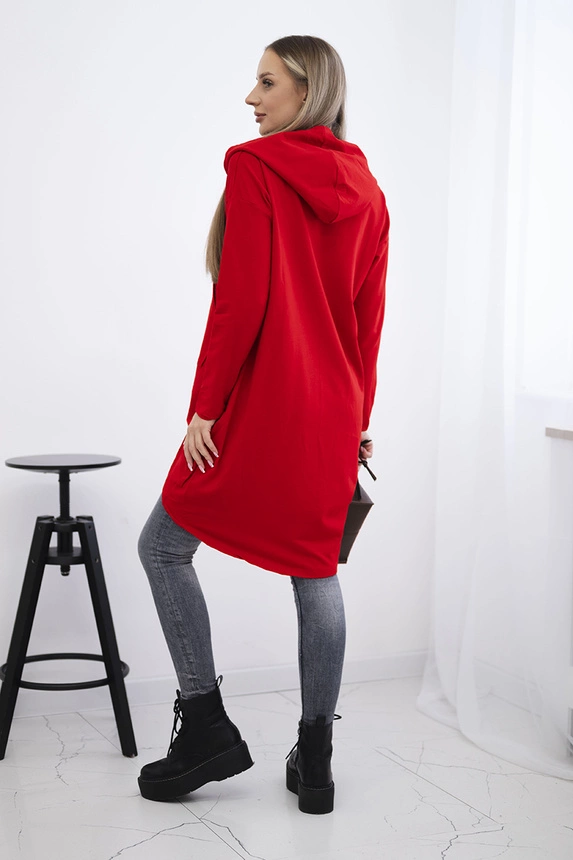 Langer Rücken Sweatshirt mit Kapuze rot
