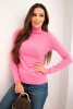 Women's viscose sweater with a turtleneck and long sleeves pink