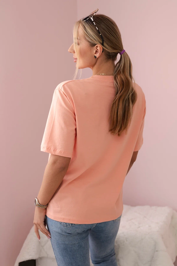 Cotton blouse with flower print apricot