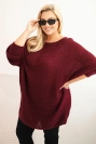 Dámský svetr Plus Size s mohairem pončo bordový