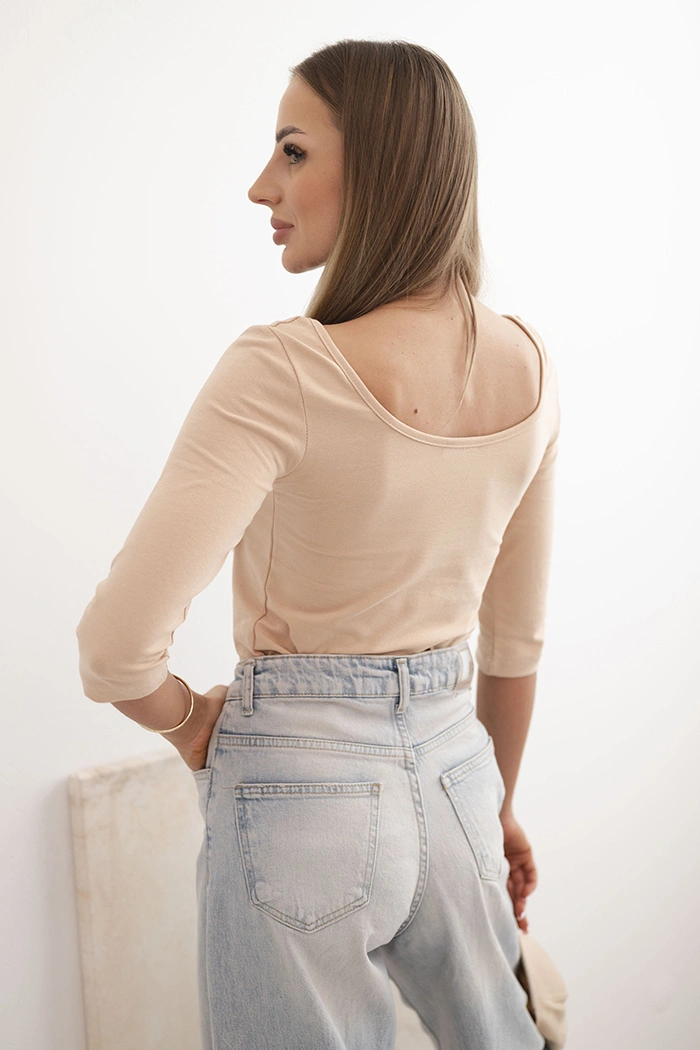 Blouse round neckline cappuccino