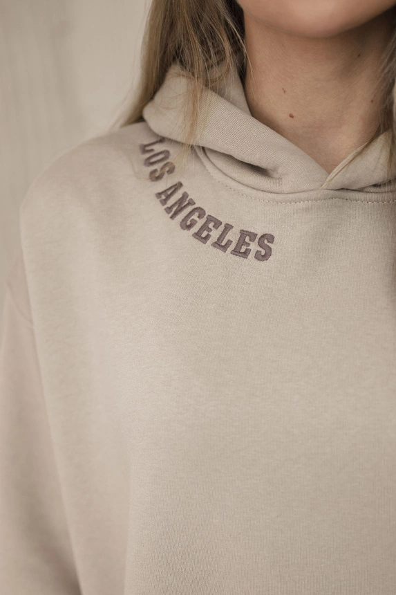 Isoliertes Set mit Stickerei Los Angeles hellbeige