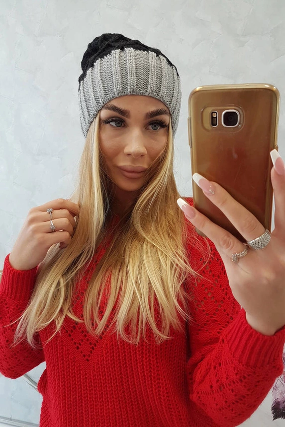 Čapica s fleece Milano K203 čierna+šedá