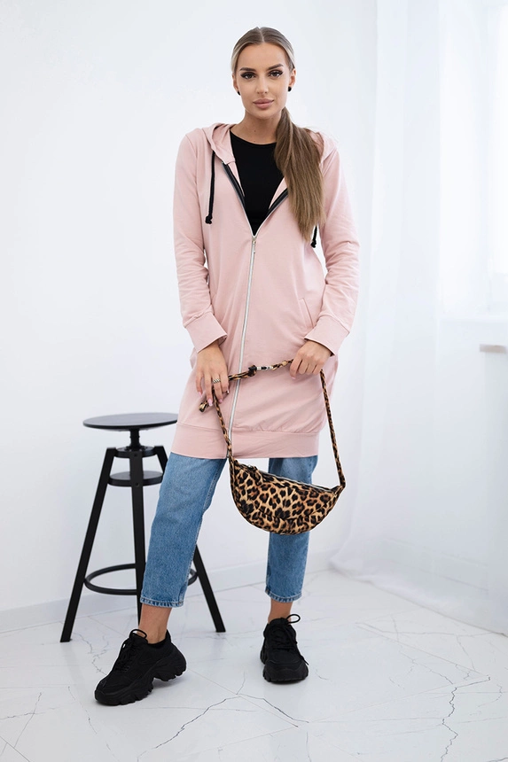 Hooded dress with a hood dark powdered pink