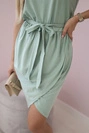 Tied dress with an envelope-like dark mint