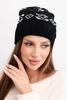 Women's winter wool hat with geometric pattern K434 black + white