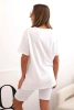 Women's cotton set with short sleeves and shorts white