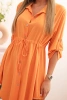 Dress with button closure and tie at the waist orange