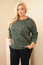 Dámská halenka Plus Size s leopardím vzorem a delším zadním dílem khaki