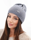 A hat women's made of viscose with a ribbed weave gray