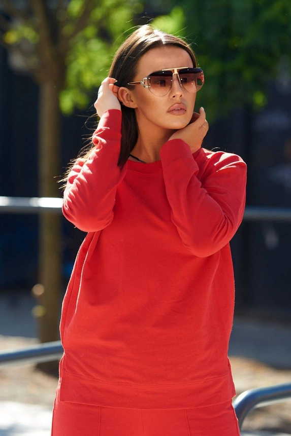 Cotton set Sweatshirt + Trousers with wide leg red